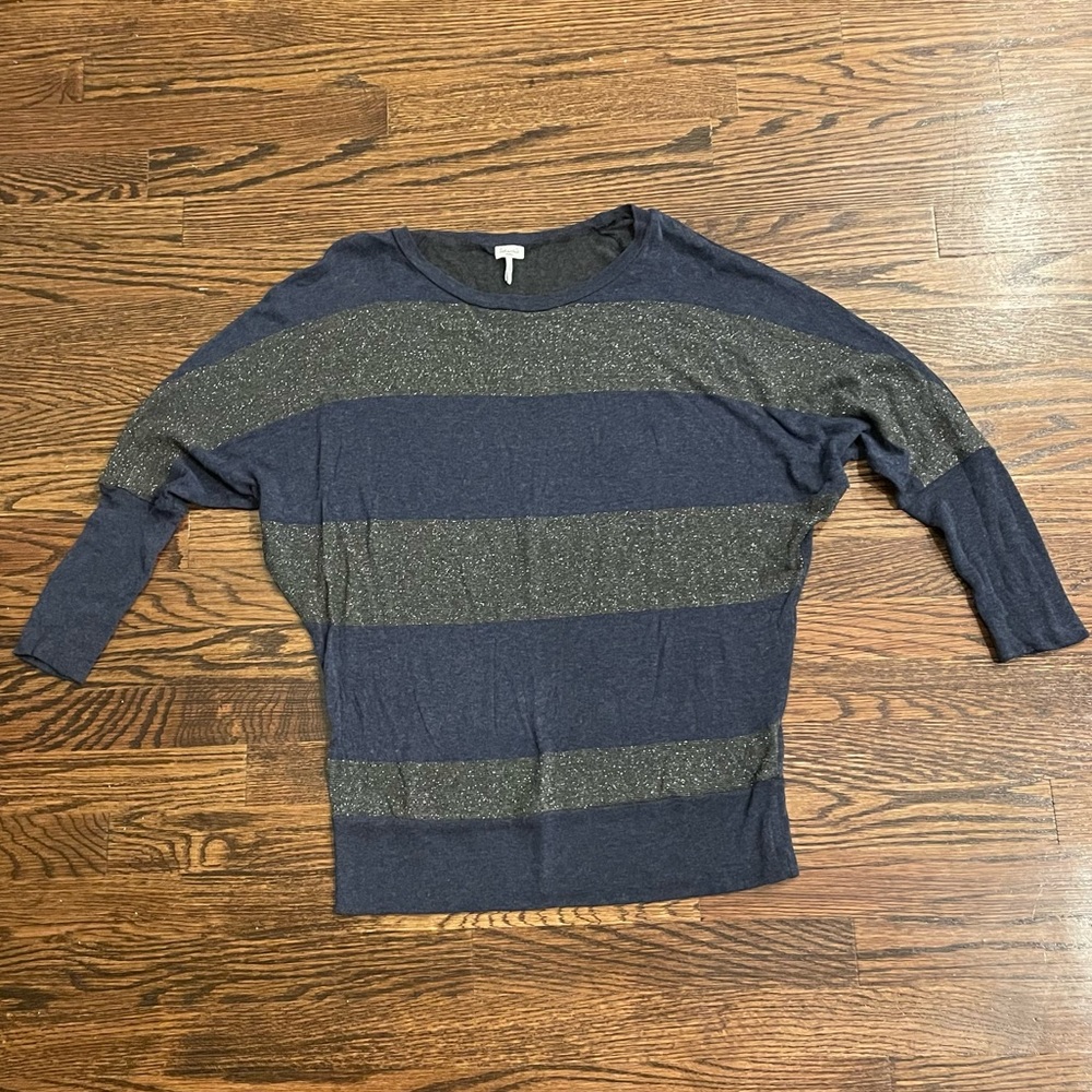 Splendid Silver and Navy Stripe Sweater